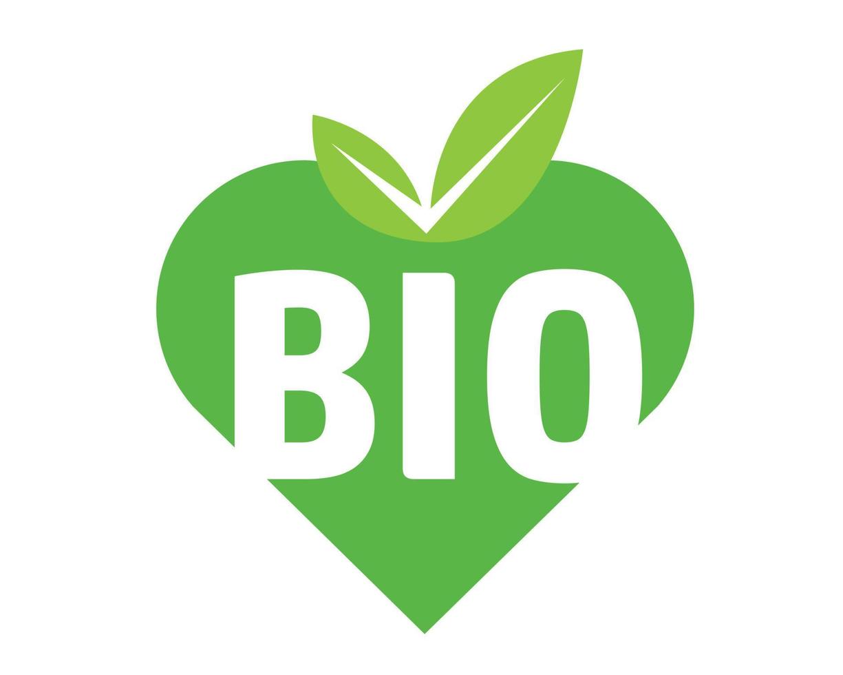 Bio logo with heart green , organic - vector