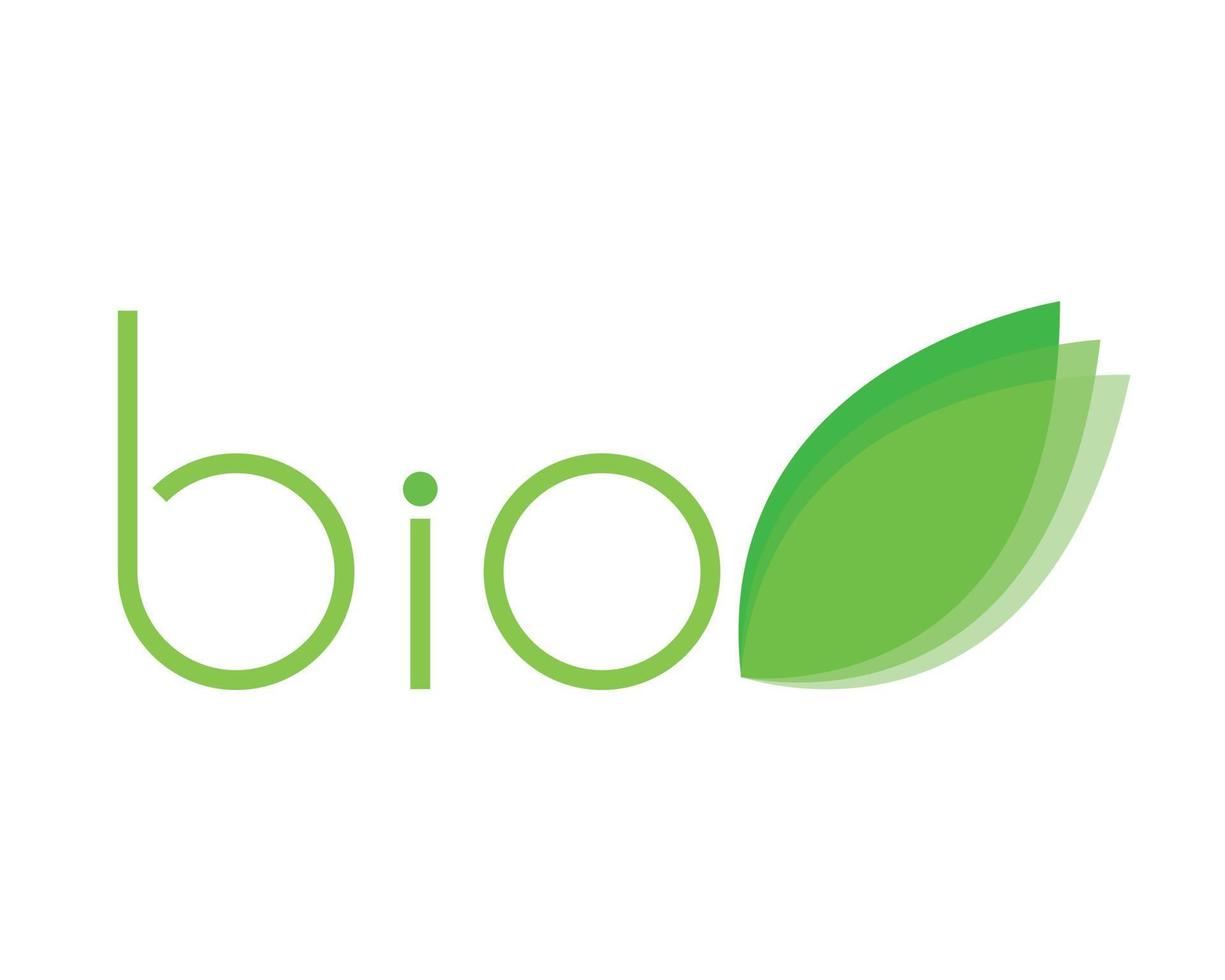 Bio logo with leaves green organic - vector