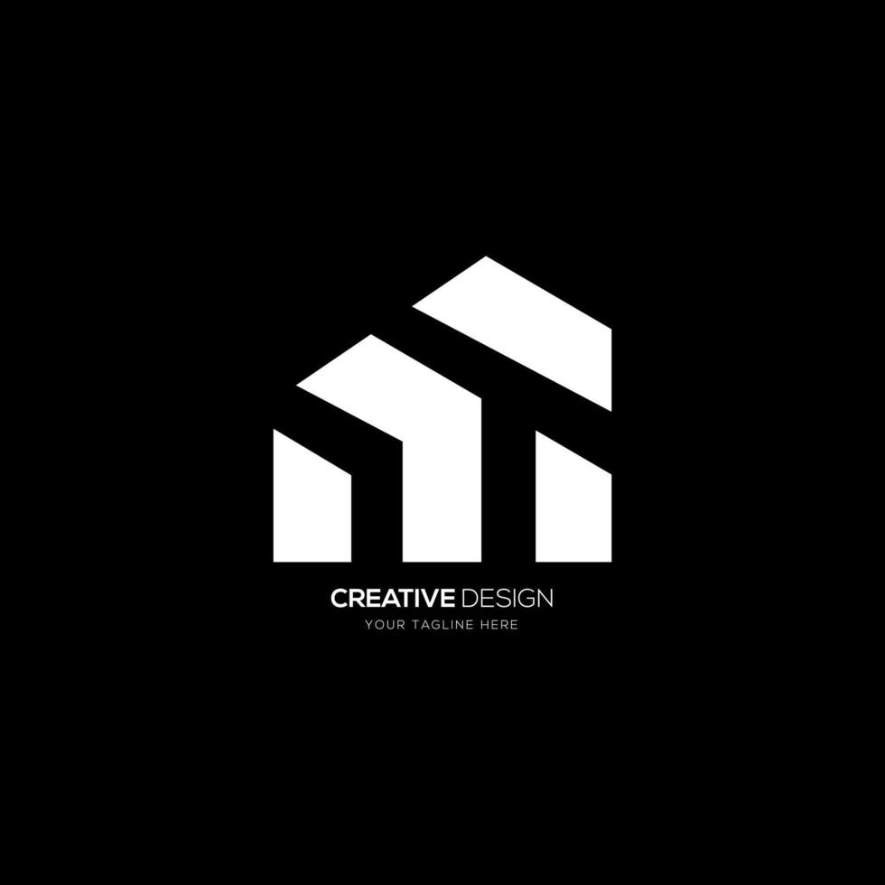 Letter M T negative space creative monogram logo vector