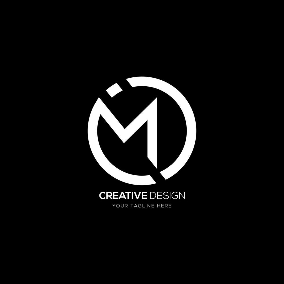 M I creative letter circle shape monogram logo vector