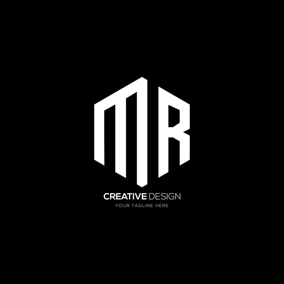 Modern letter M R hexagon shape monogram logo vector