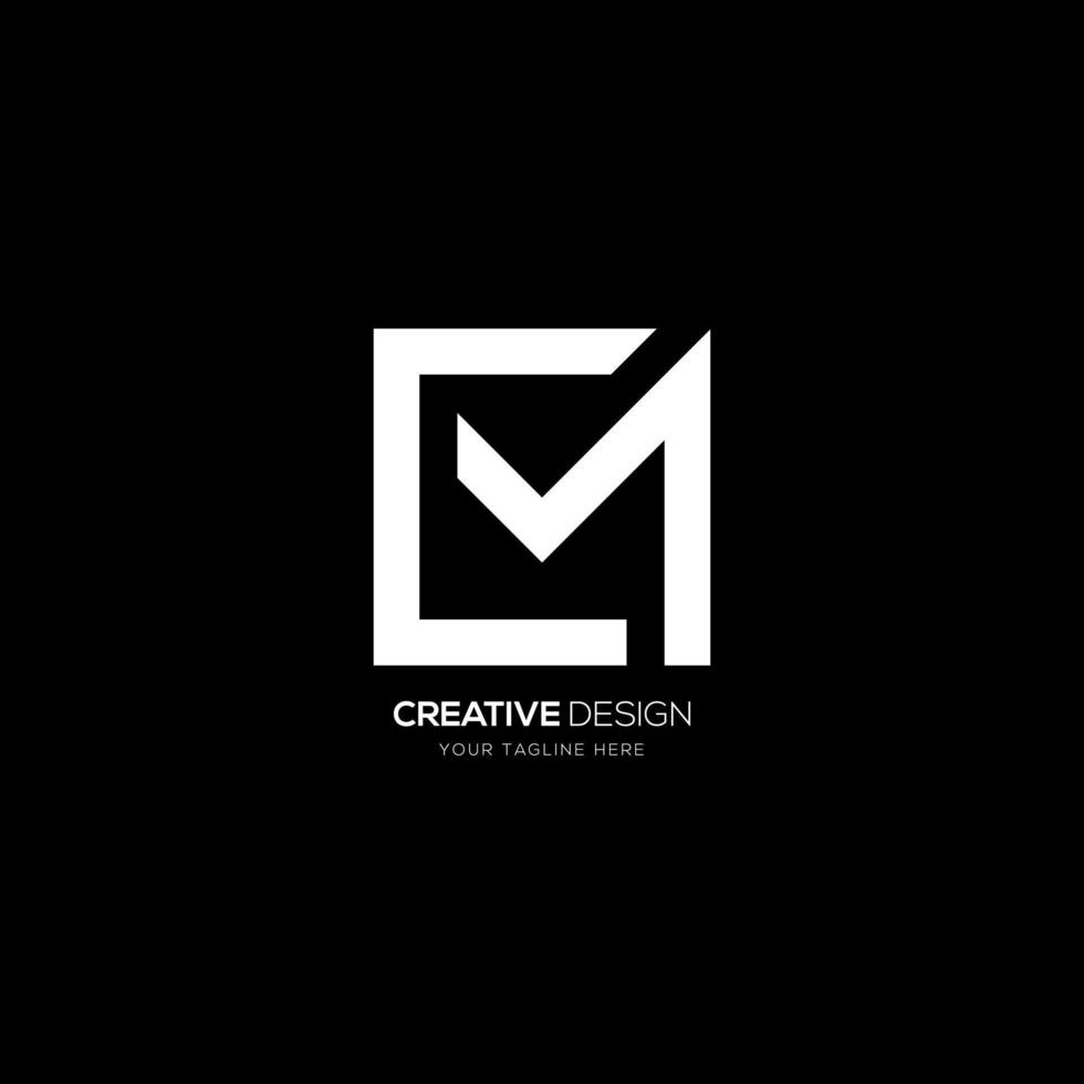 C M creative letter rectangle shape monogram logo vector