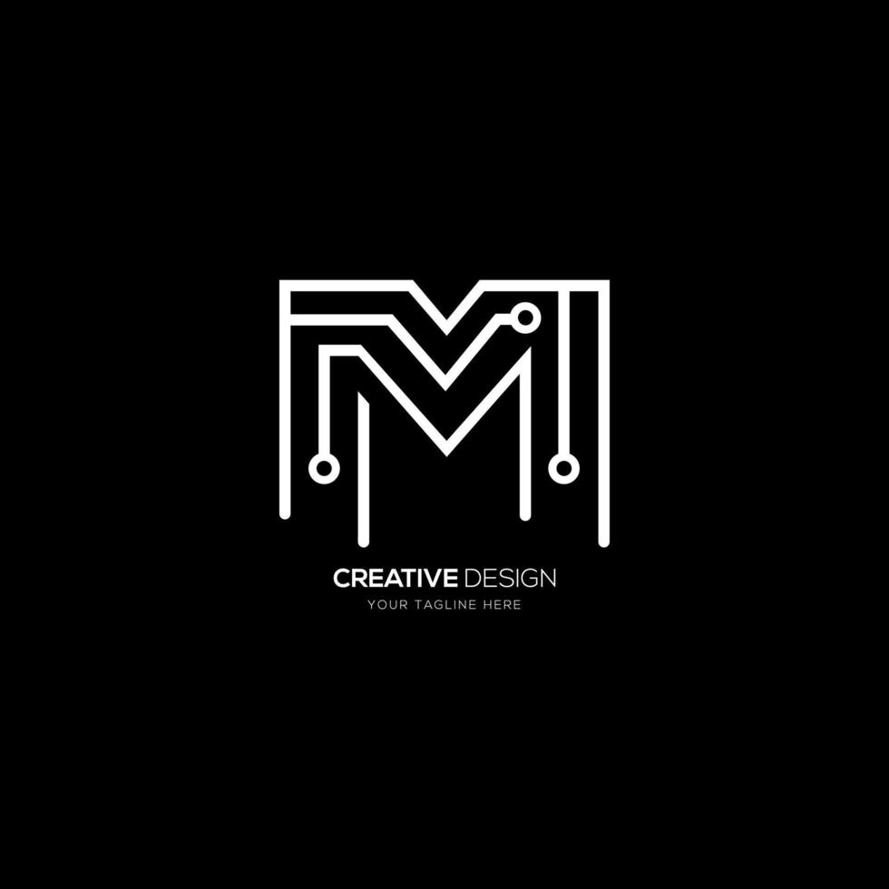 Letter M creative technological brand monogram logo vector