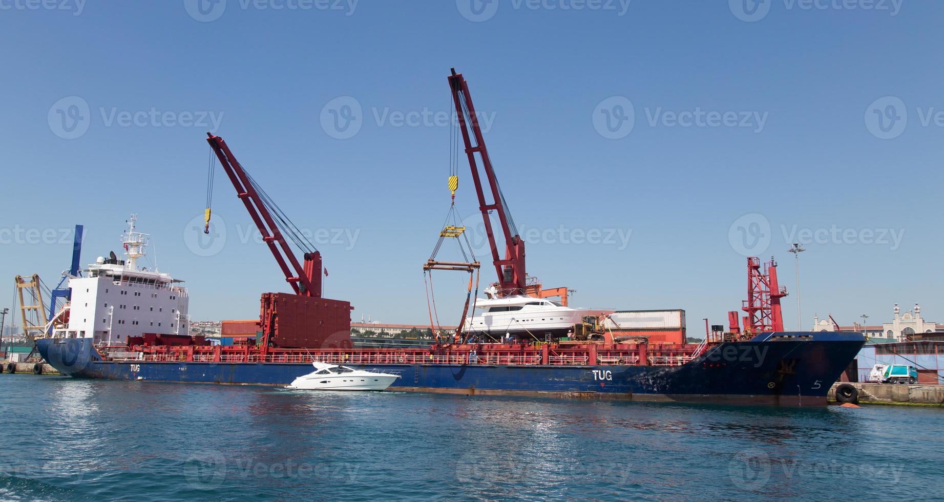 Cargo Ship in port photo