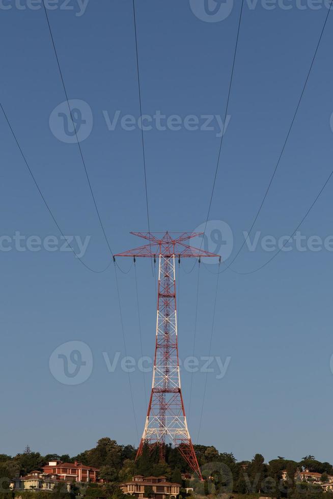 Red and white Electric Pole photo