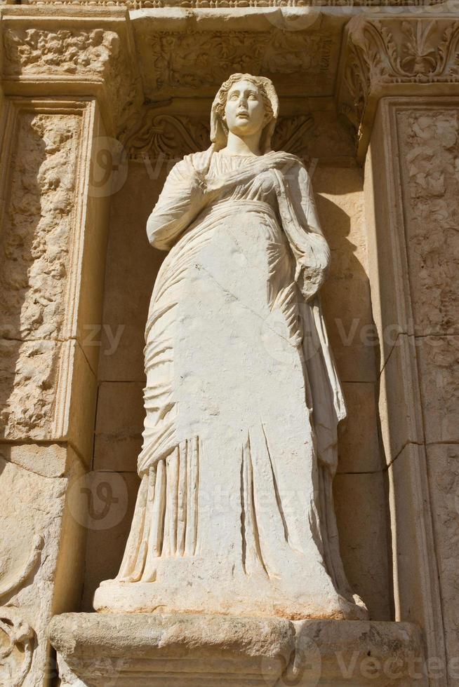Sculpture in Library of Celsus, Ephesus, Turkey photo