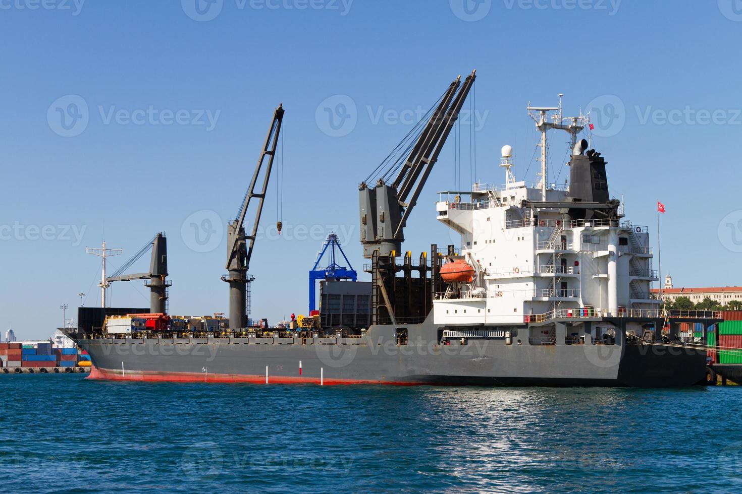 Cargo Ship in port photo