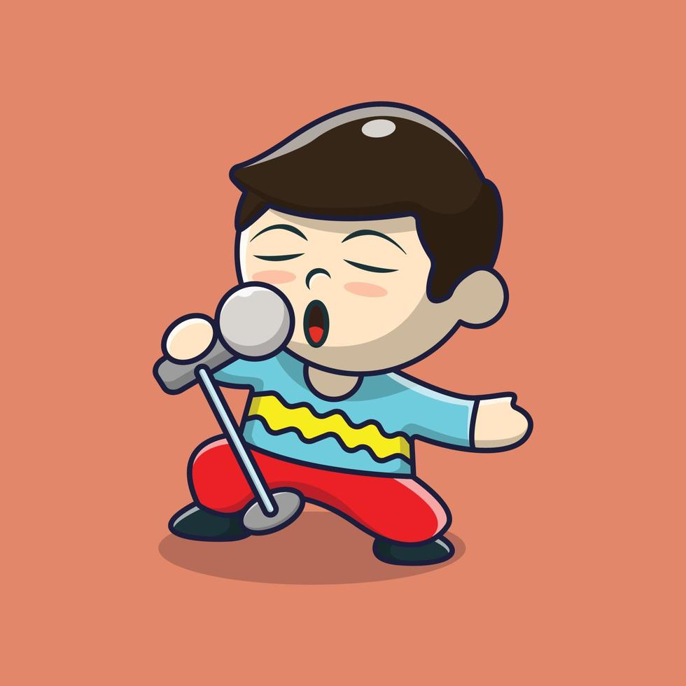 Illustration Of A Cute Little Boy Singing vector