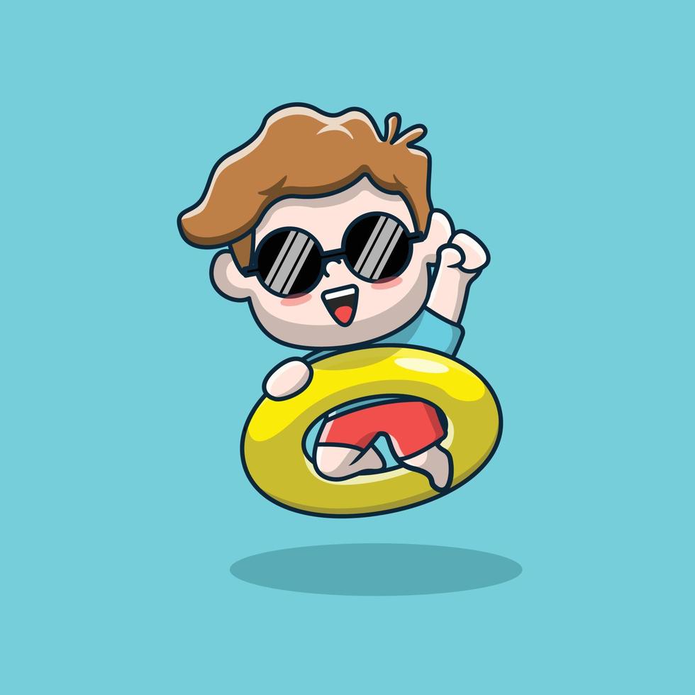 Illustration Of Cute Little Boy Having Fun Playing On The Beach vector