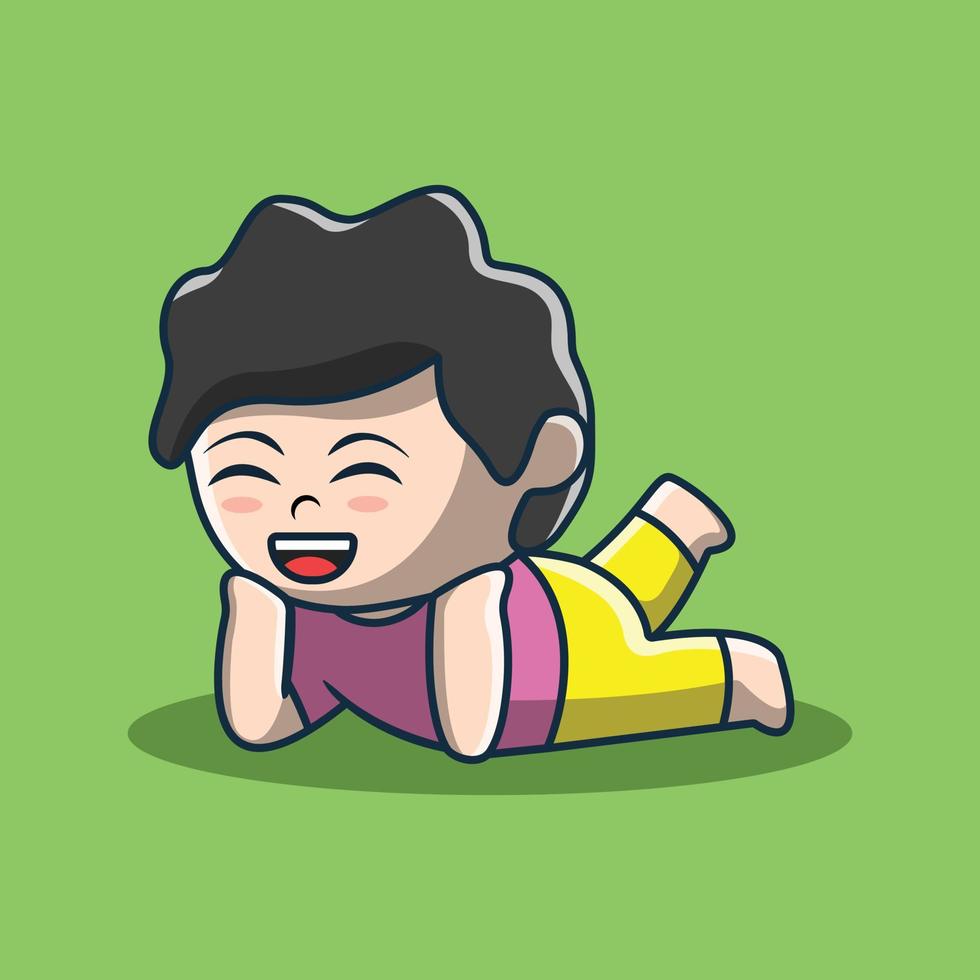 ilustración de un lindo niño sentado lindo vector