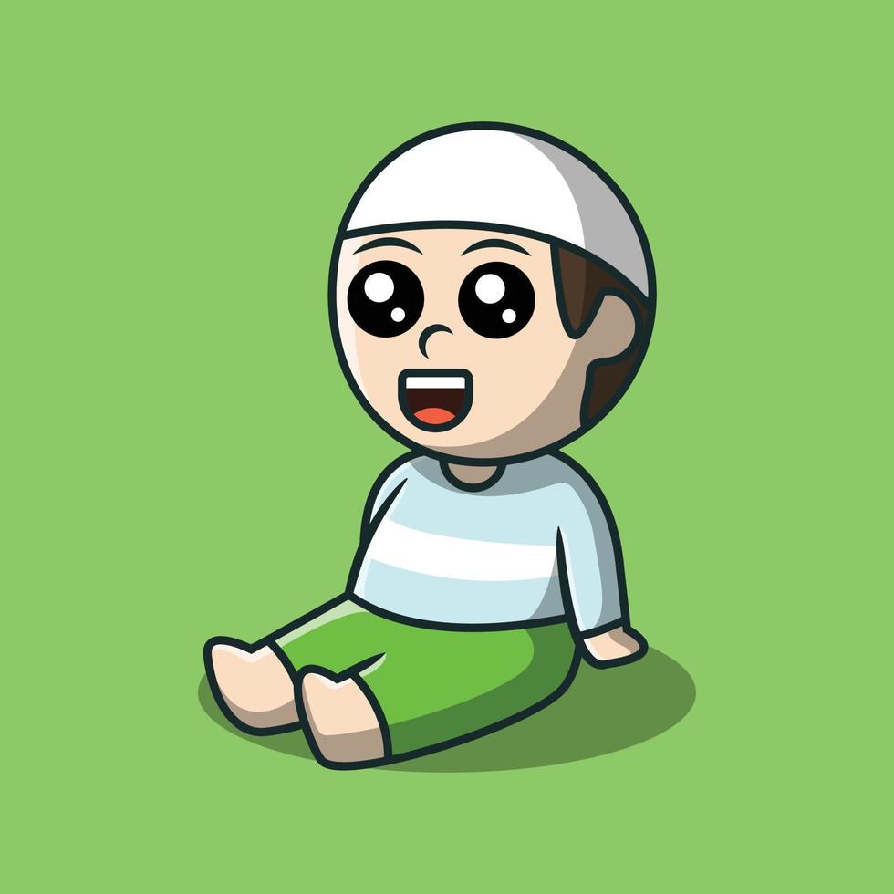 Illustration Of A Cute Muslim Little Boy Sitting vector