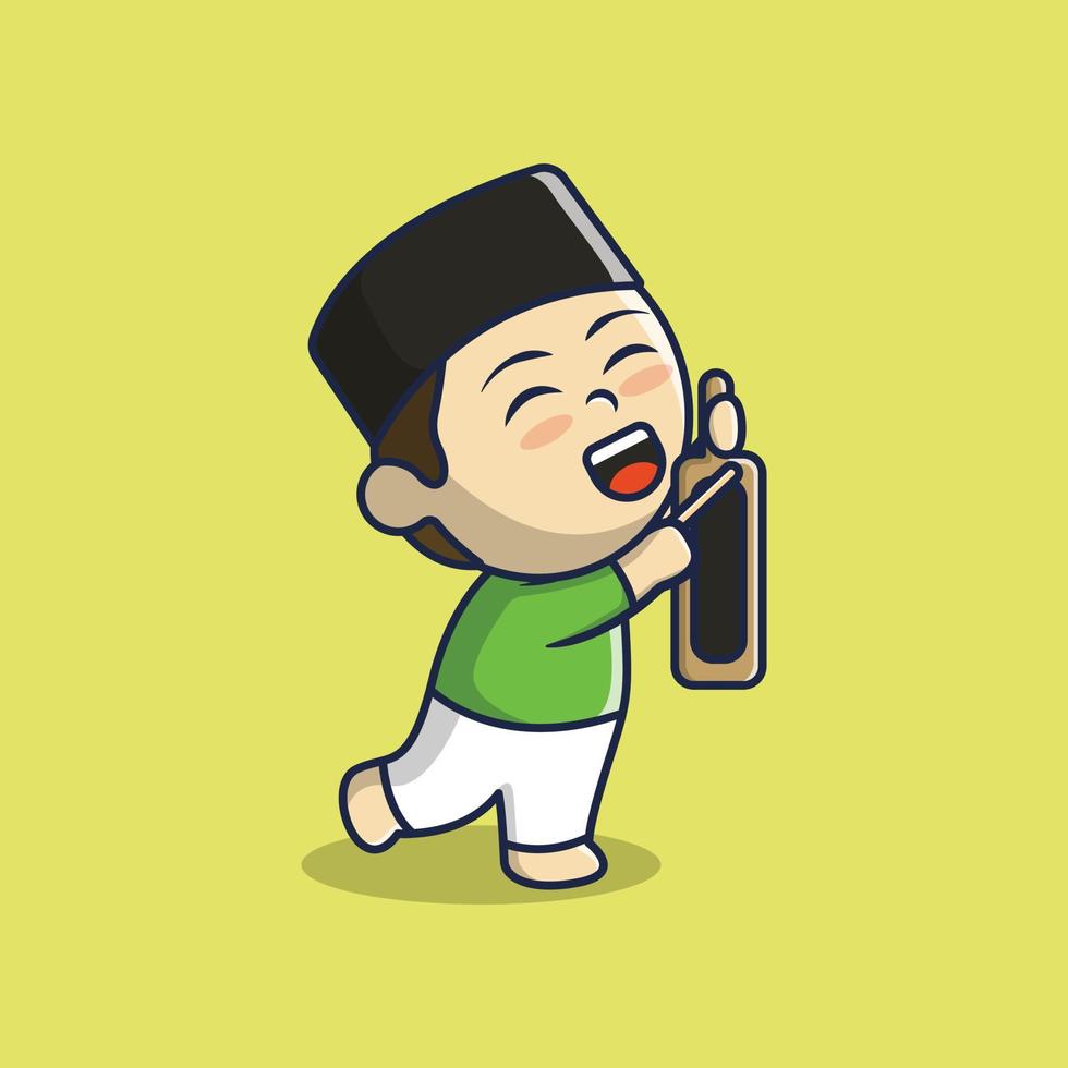 Cute Muslim Child Character Illustration vector