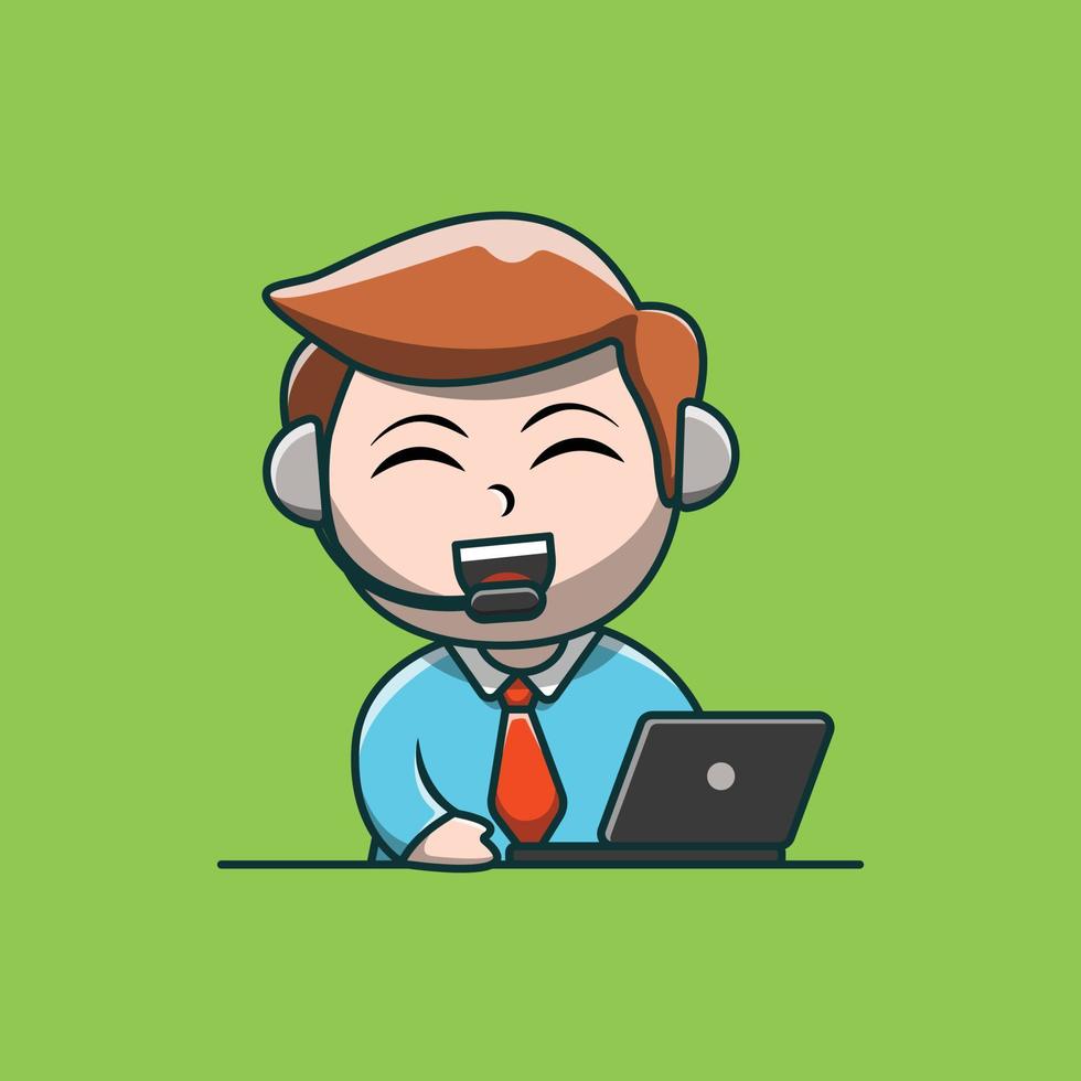 Illustration Of Cute Little Boy Being Customer Service vector