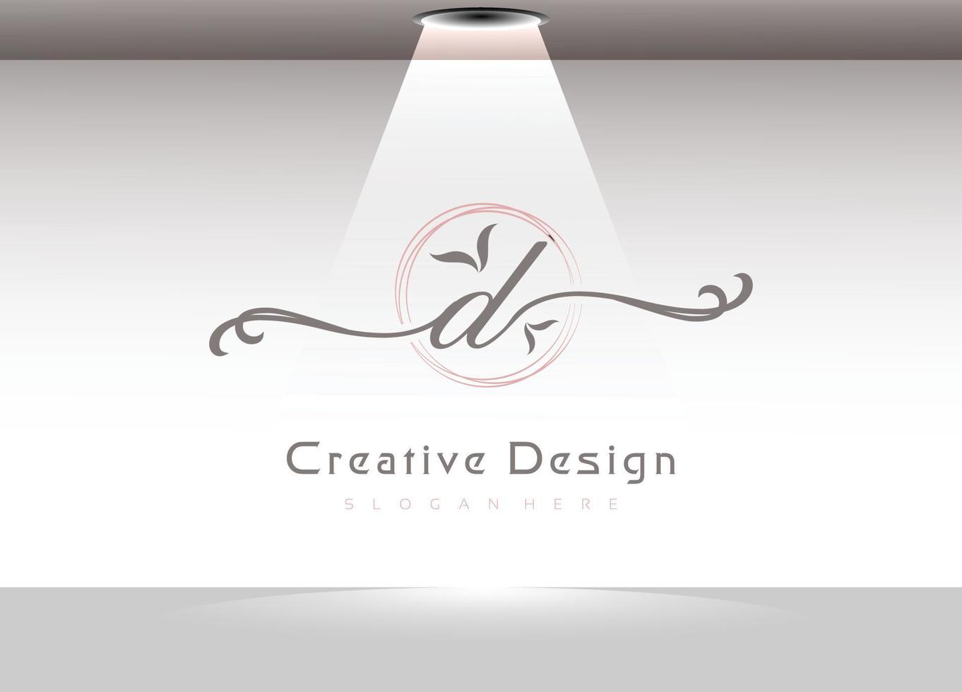 Elegant handwriting letter D logo template vector