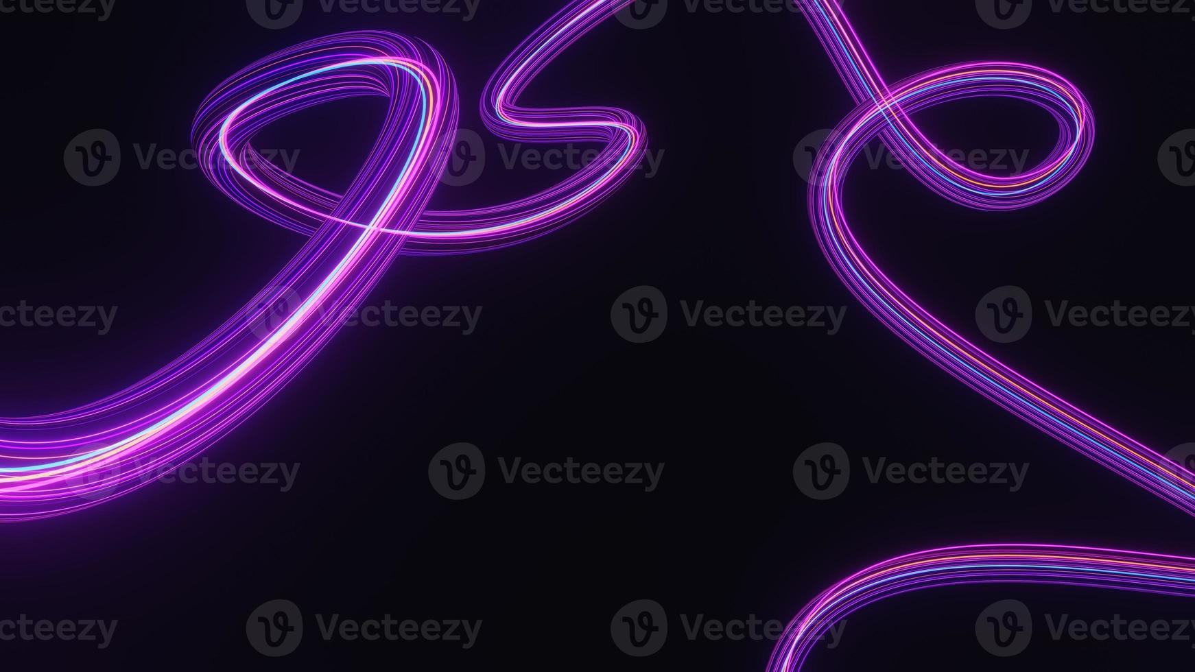 Abstract colorful neon glowing light background. Speed light illuminated. Florescent on the dark scene. Curvy moving line shape. 3D render. photo