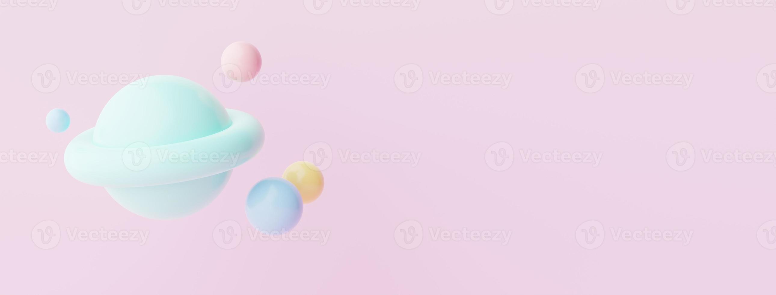3d render of pastel ball, soaps bubbles, blobs that floating on the air isolated on pastel background. Abstract scene. photo