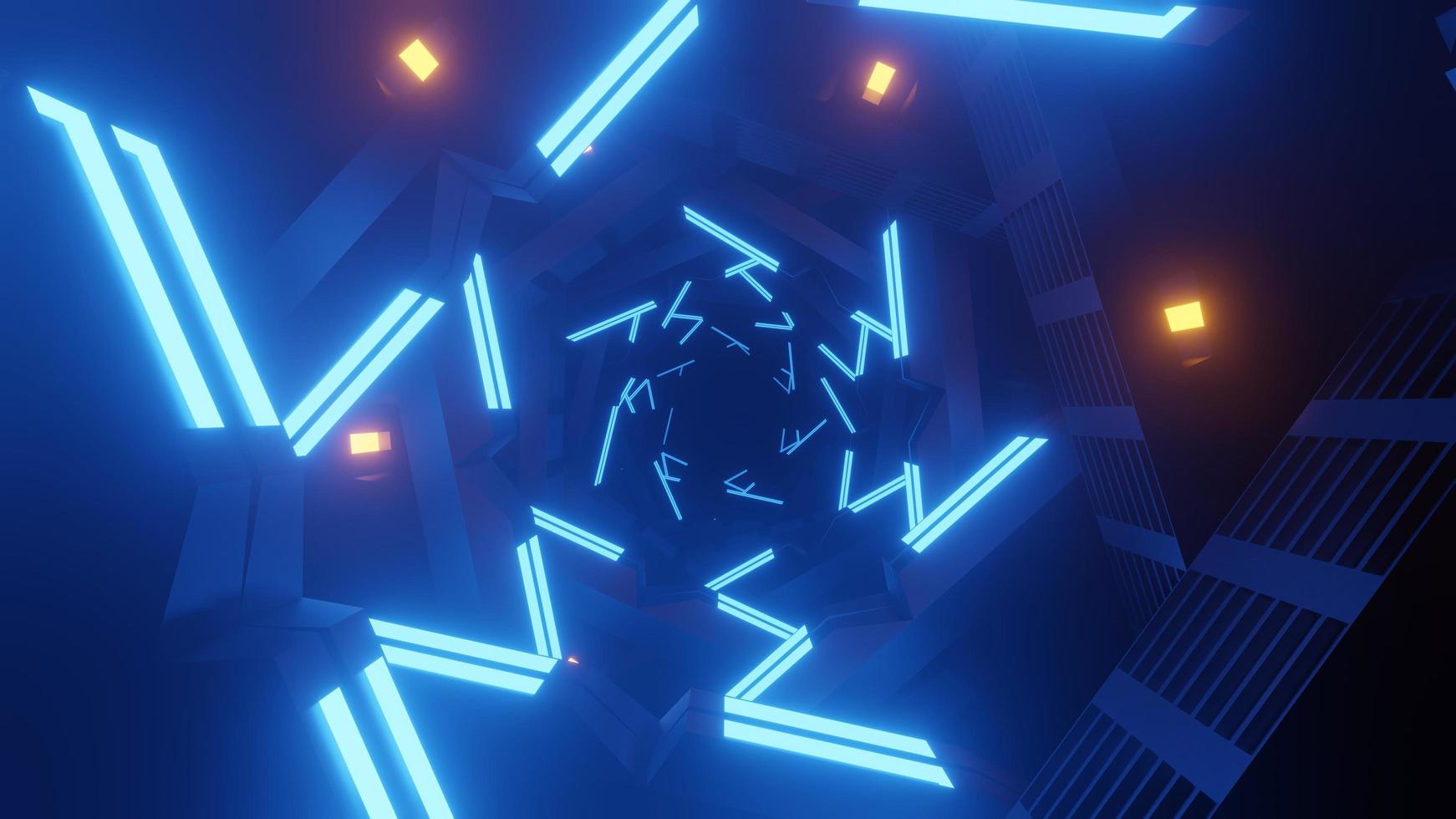 Abstract colorful neon glowing light background. Speed light illuminated. Florescent on the dark scene. Curvy moving line shape. 3D render. photo