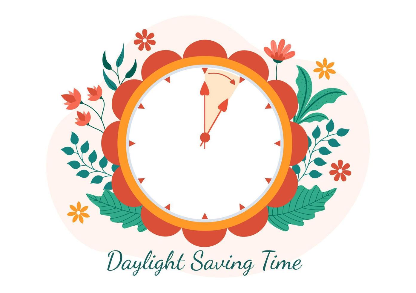 Daylight Savings Time Hand Drawn Flat Cartoon Illustration with Alarm Clock or Calendar from Summer to Spring Forward Design vector