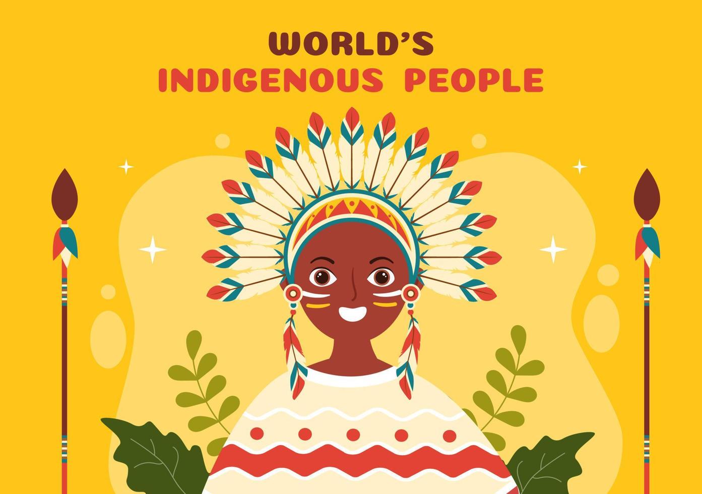 Worlds Indigenous Peoples Day on August 9 Hand Drawn Cartoon Flat Illustration to Raise Awareness and Protect the Rights Population vector
