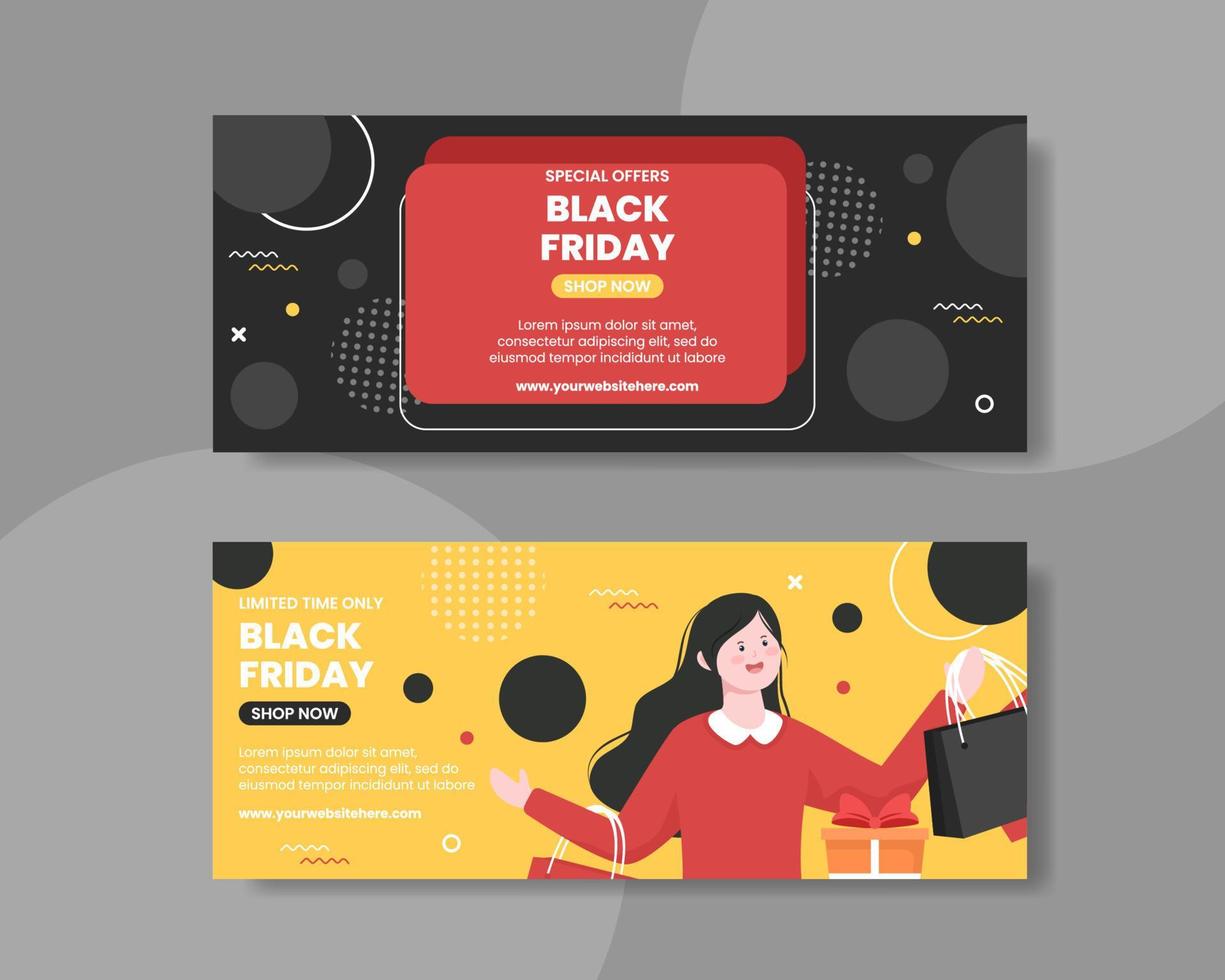 Black Friday Give Big Discount Horizontal Banner Template Hand Drawn Cartoon Flat Illustration vector