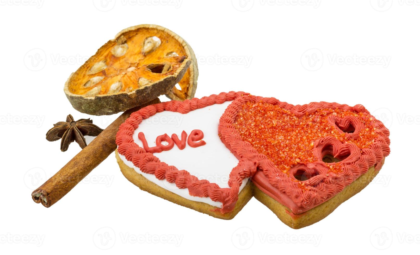 Valentine cookies on white background photo