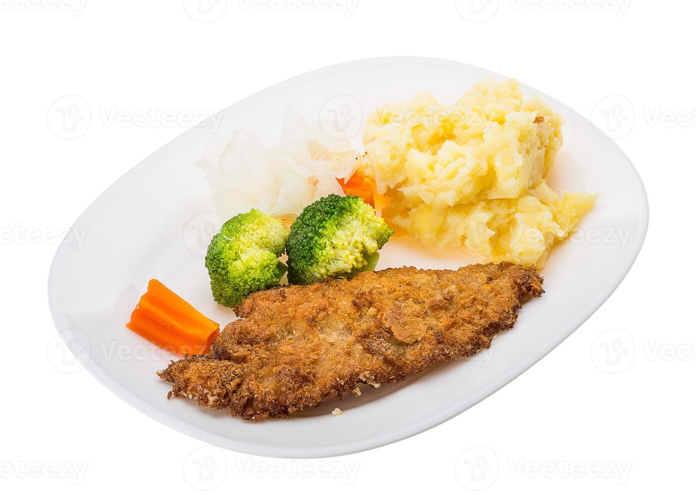schnitzel on the plate and white background 10861021 Stock Photo at
