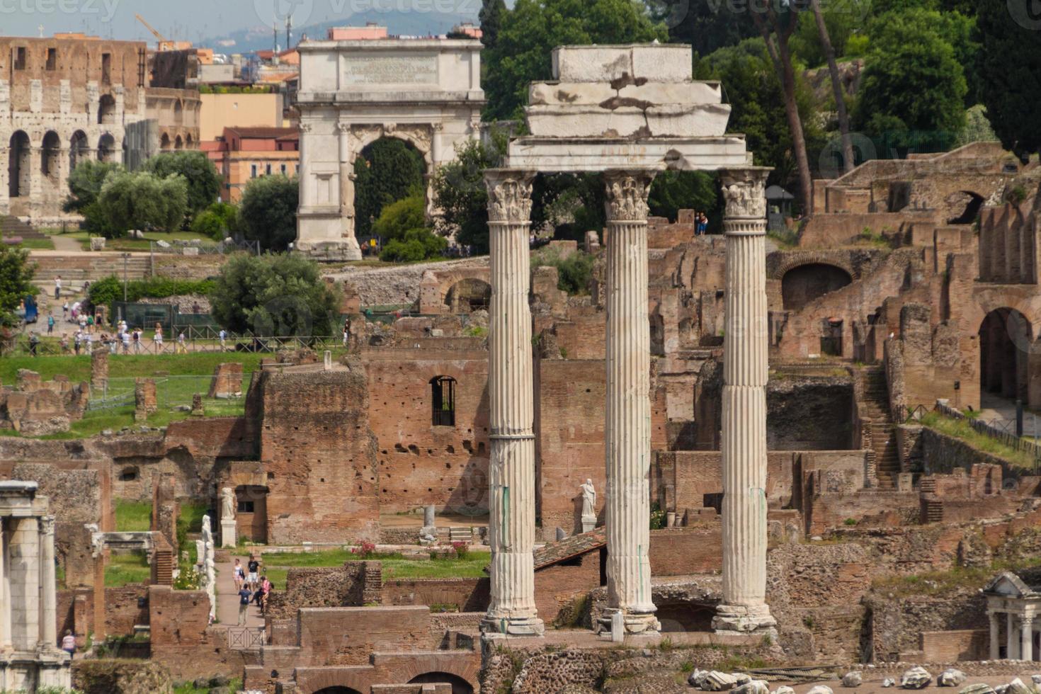 Building ruins and ancient columns  in Rome, Italy photo