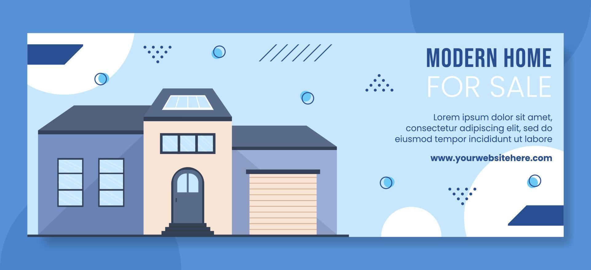 Real Estate and Modern Home Cover Template Hand Drawn Cartoon Flat Illustration vector