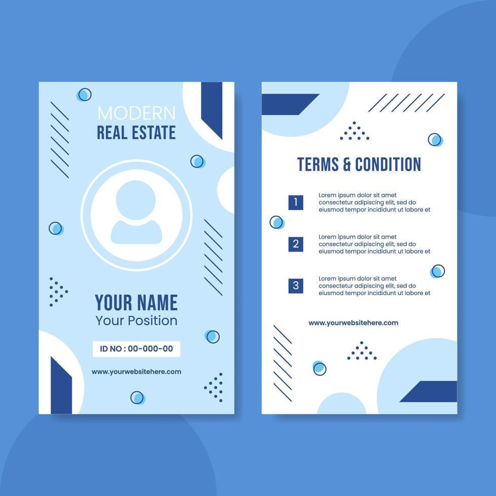 Real Estate and Modern Home Id Card Template Hand Drawn Cartoon Flat Illustration vector