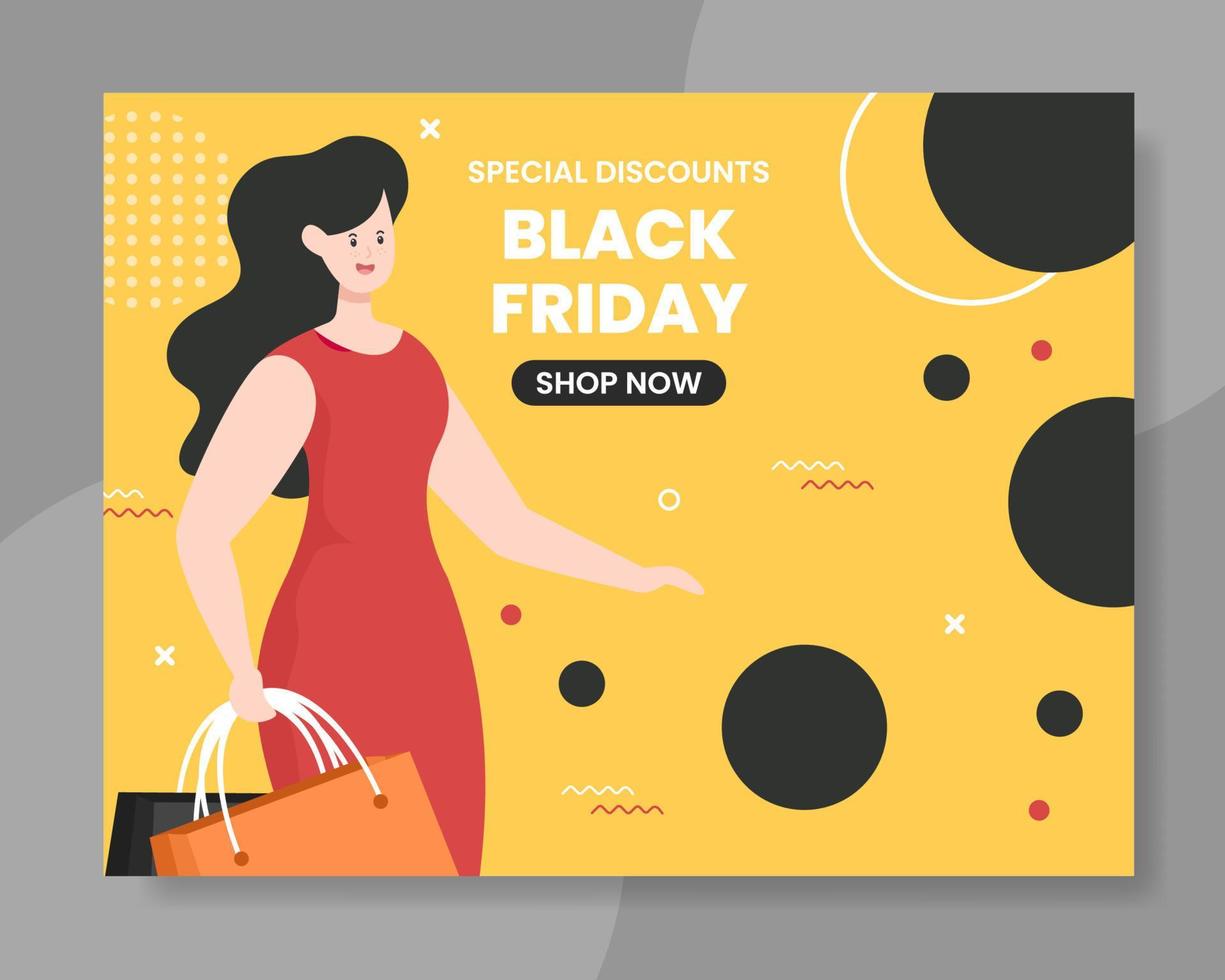 Black Friday Give Big Discount Photocall Template Hand Drawn Cartoon Flat Illustration vector