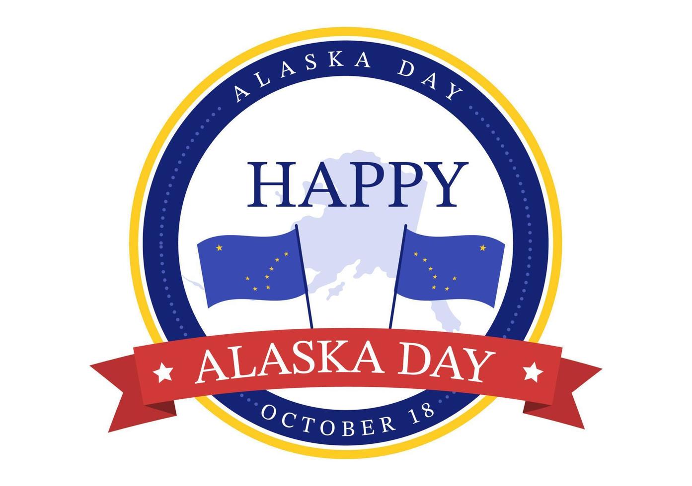 Happy Alaska Day on October 18 Hand Drawn Cartoon Flat Illustration with Flag Waving in Winter Landscape in Template for Banner or Poster vector
