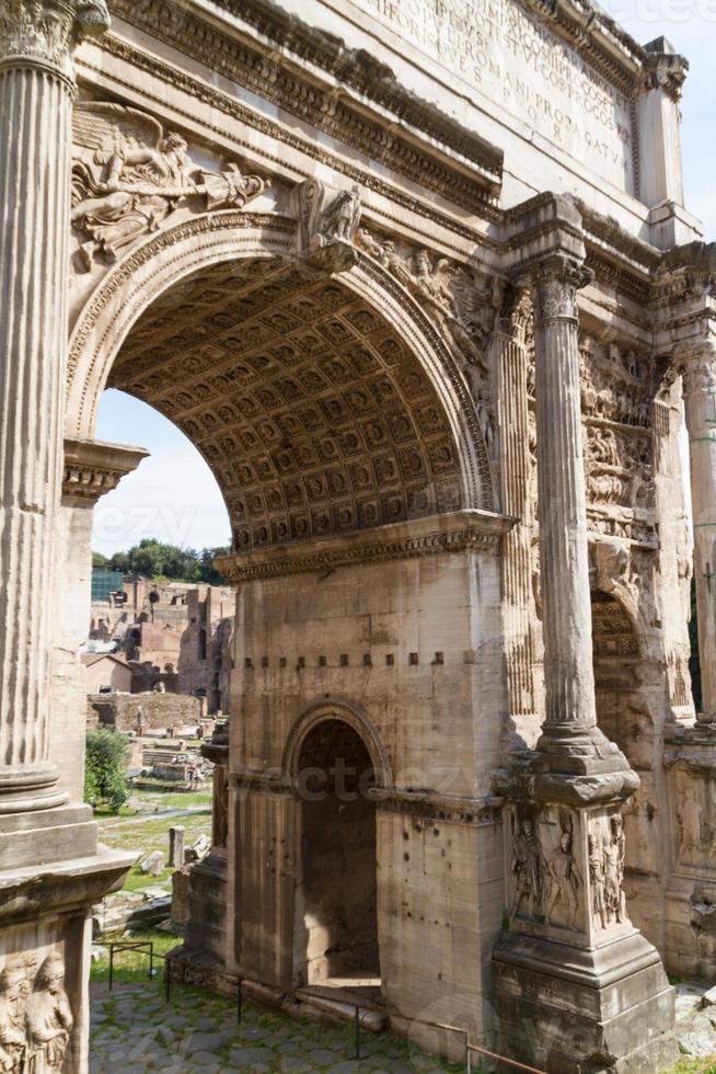 Building ruins and ancient columns  in Rome, Italy photo