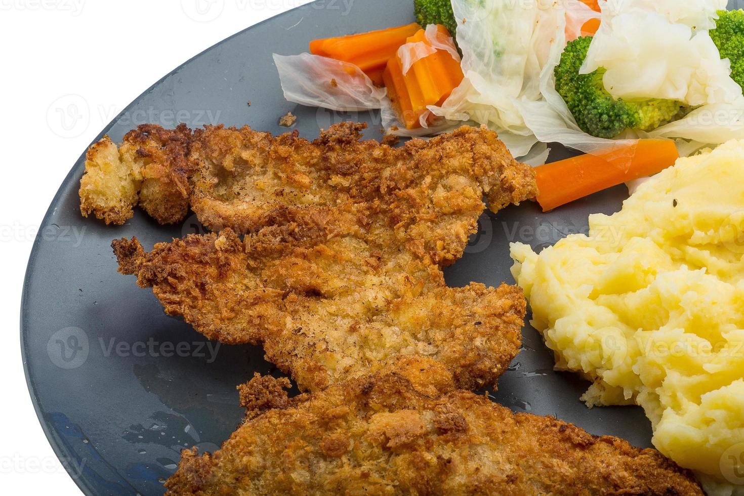 schnitzel on the plate and white background 10861557 Stock Photo at