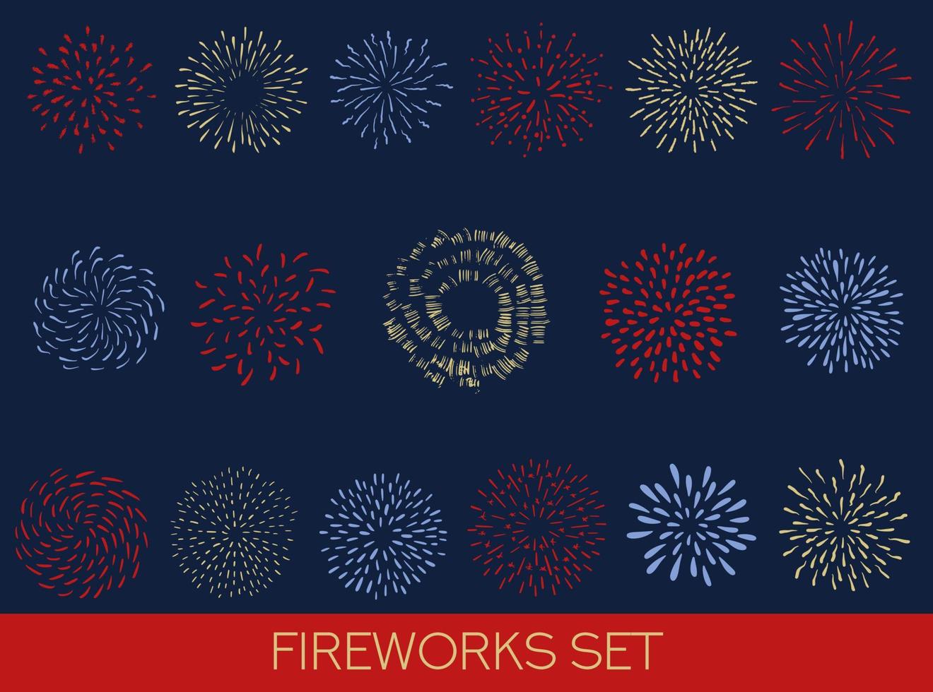 Doodle Fireworks Hand Drawn Design Elements vector