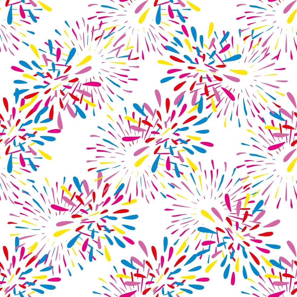 Simple doodle fireworks seamless pattern design. vector