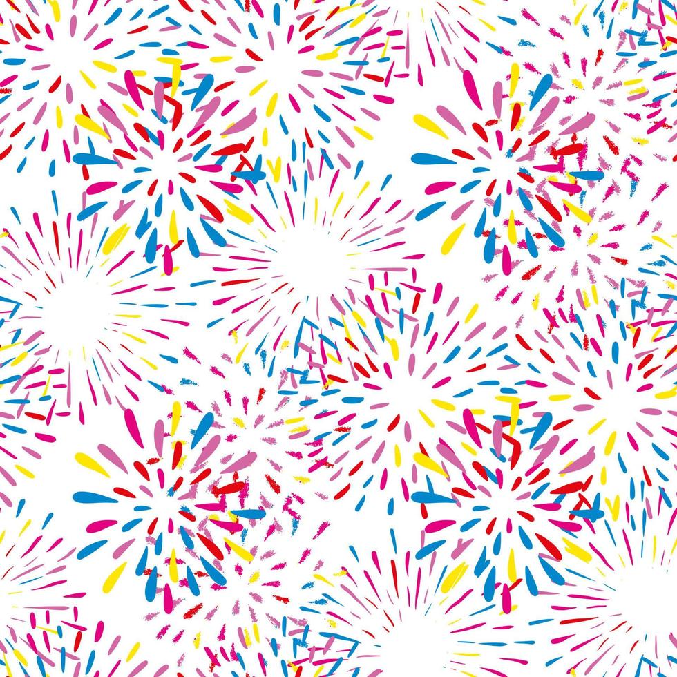 Simple doodle fireworks seamless pattern design. vector