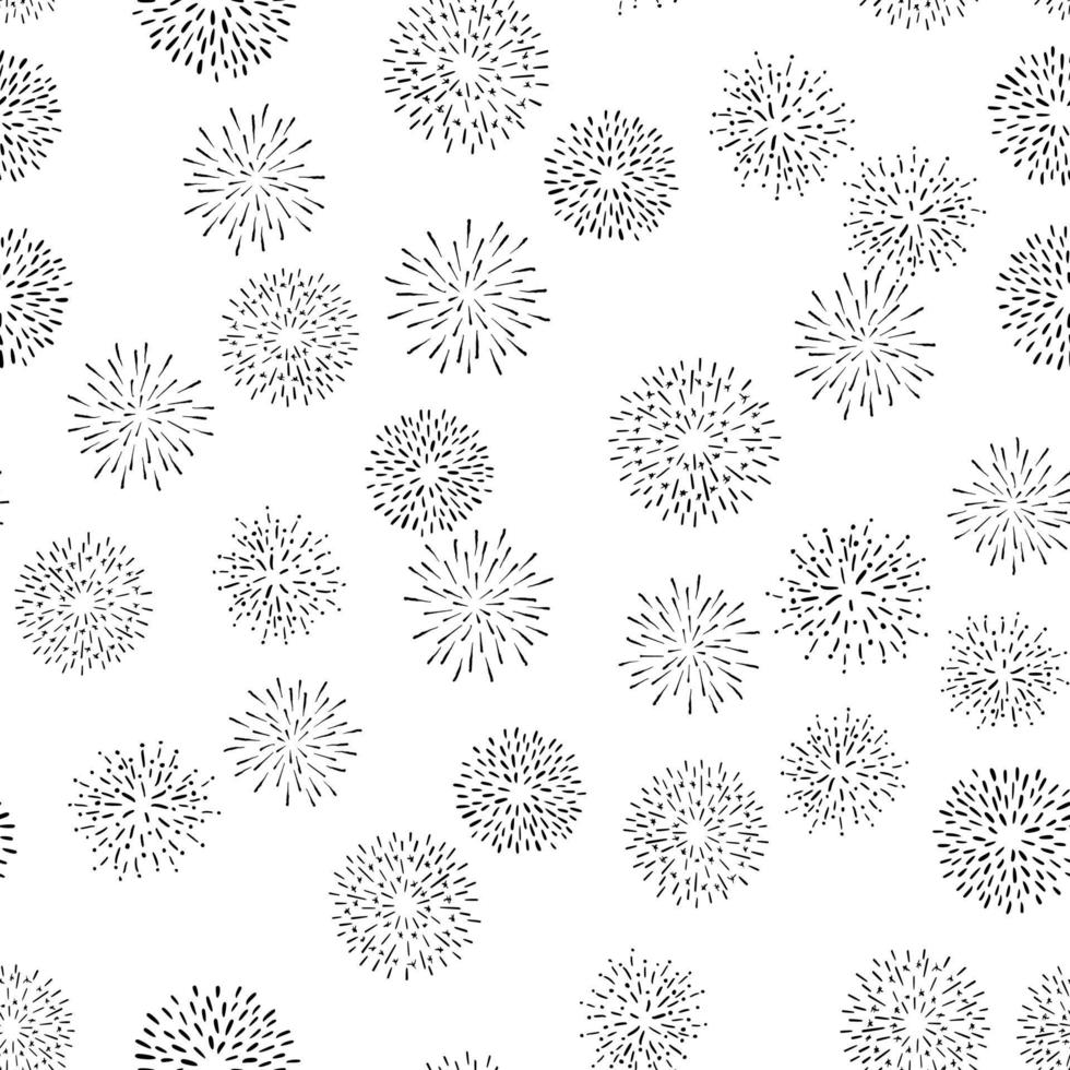 Simple doodle fireworks seamless pattern design. vector