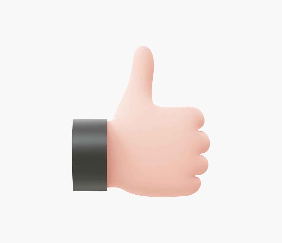 3d Realistic Thumbs up vector illustration.