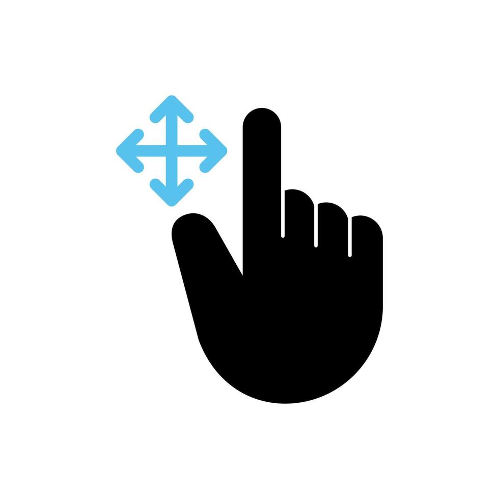 gesto de pantalla táctil con los dedos en diferentes direcciones, vector, ilustración. vector