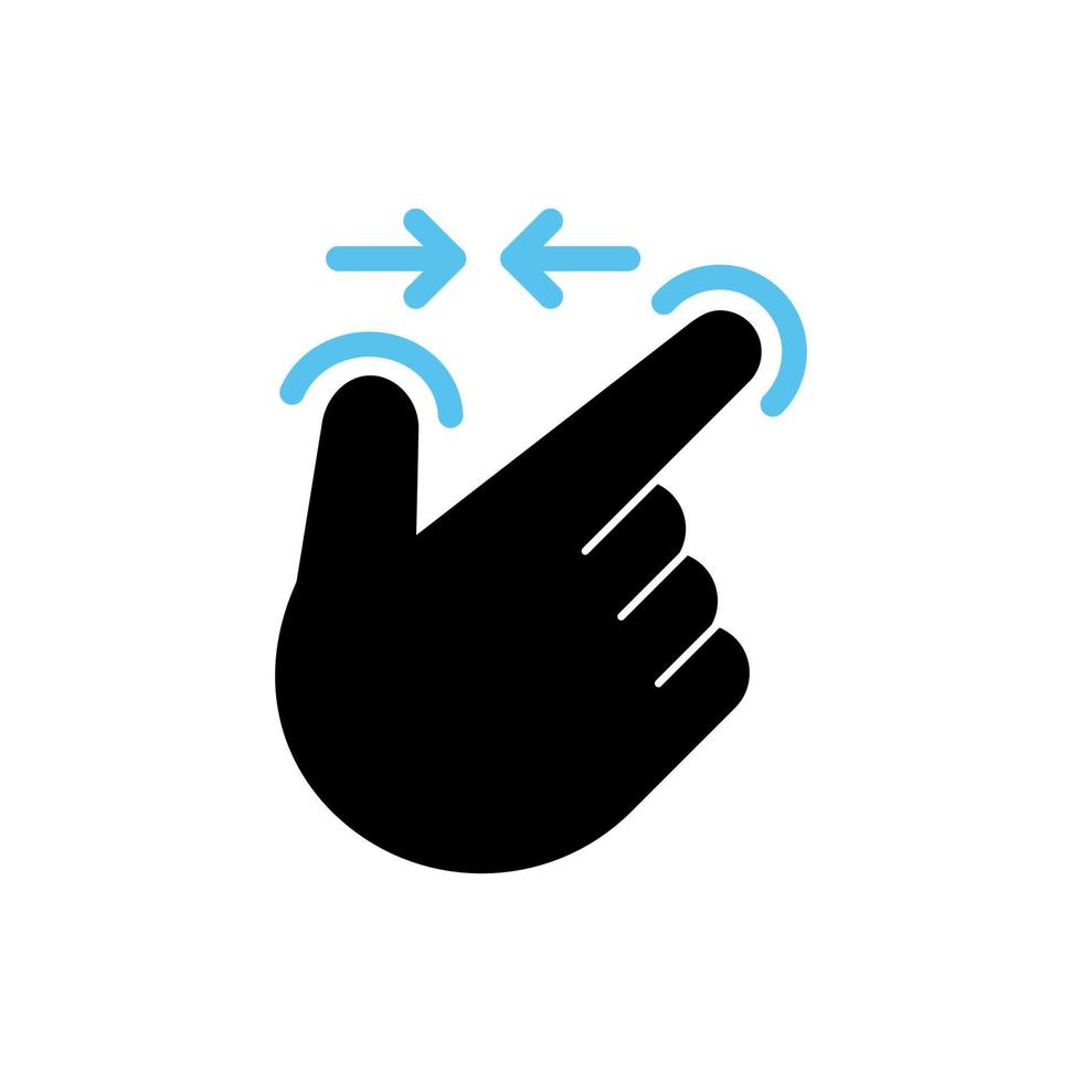 Two fingers pinch gesture on screen interface, Vector, Illustration. vector