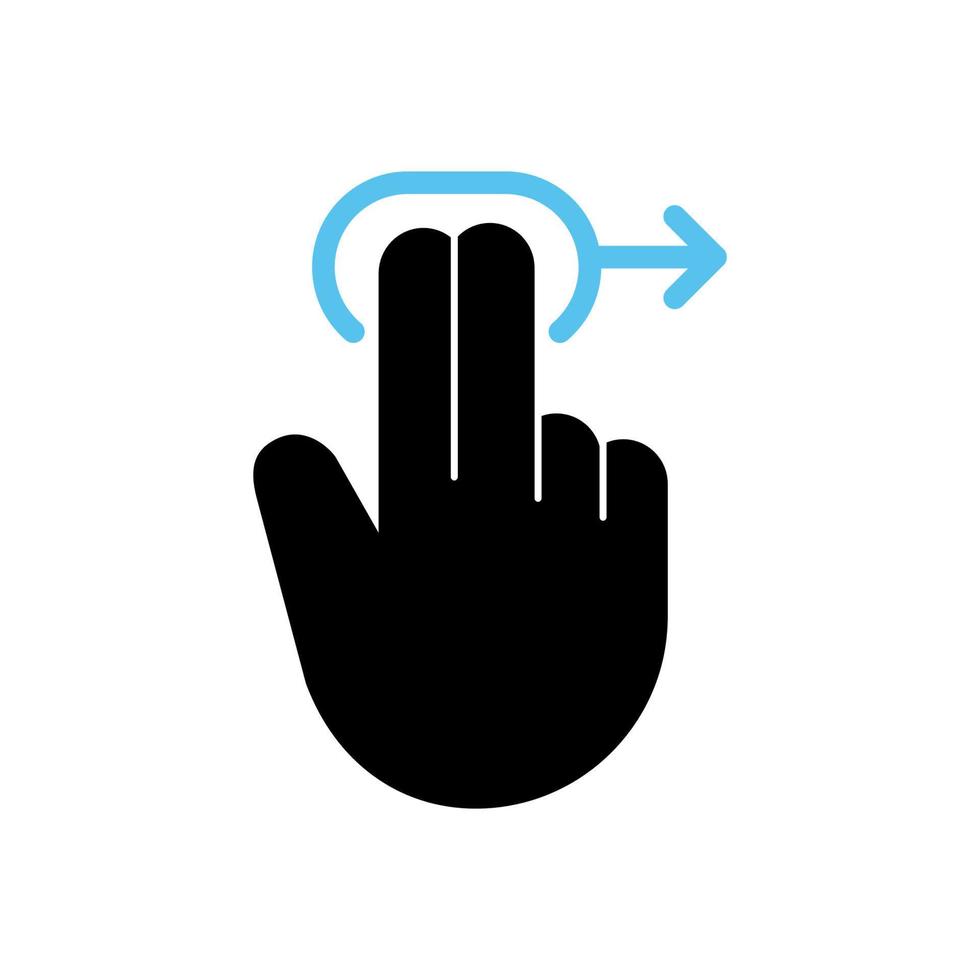 Gesture two finger swipe right on the screen or technology interface screen, Vector, Illustration. vector