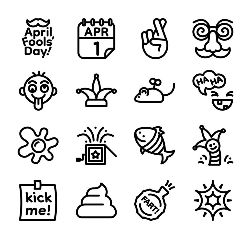 April Fools' Day related icon set, Vector, Illustration. vector