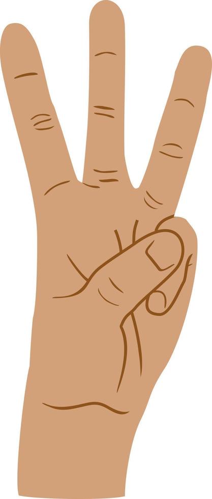 mano muestra tres dedos vector