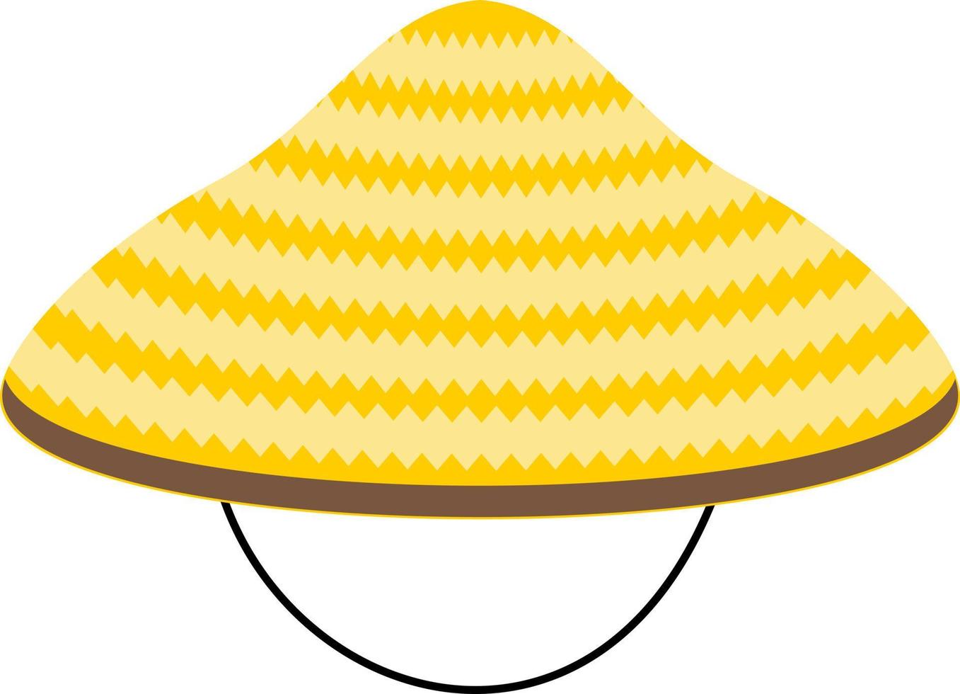 sombrero de paja amarillo vietnamita de dibujos animados vector