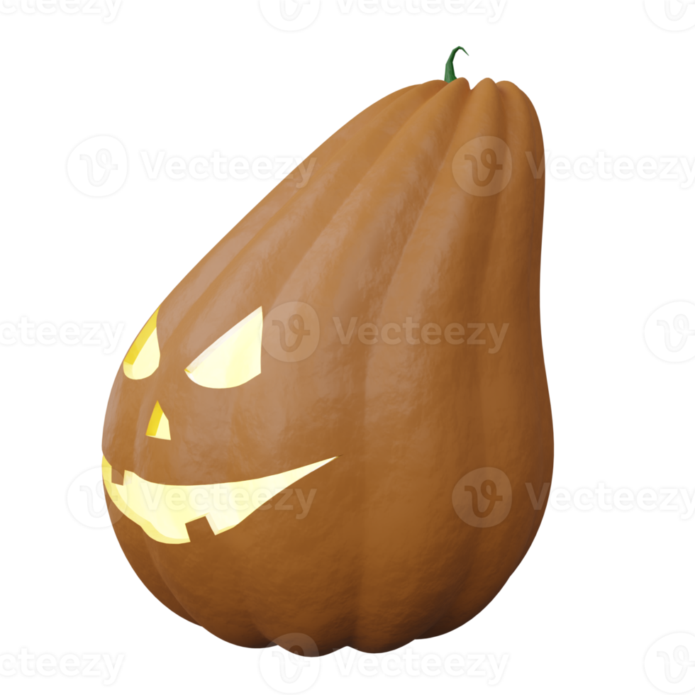 3d render ilustração de ícone de abóbora monstro para decoração de celebração de halloween png