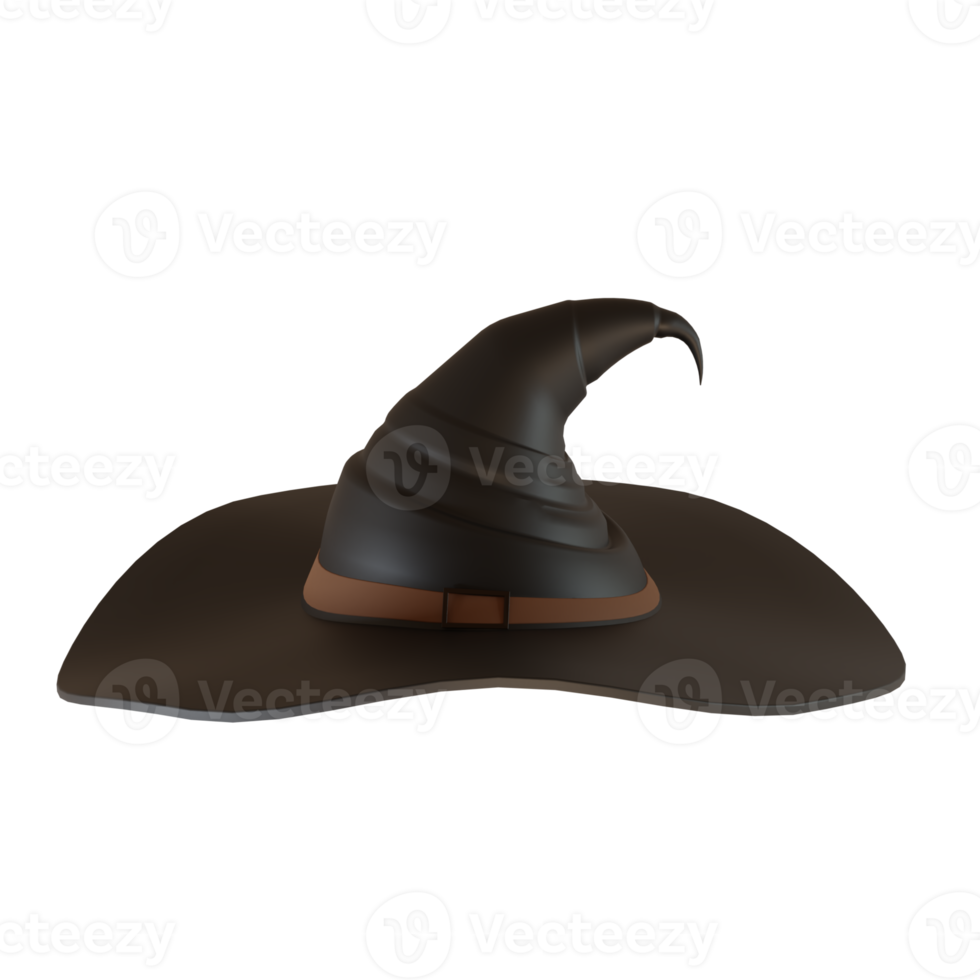 3d rendering of black witch hat for Halloween party celebration decoration png