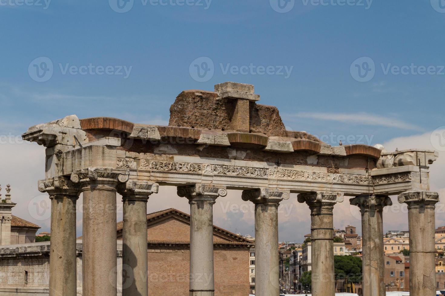 Building ruins and ancient columns  in Rome, Italy photo