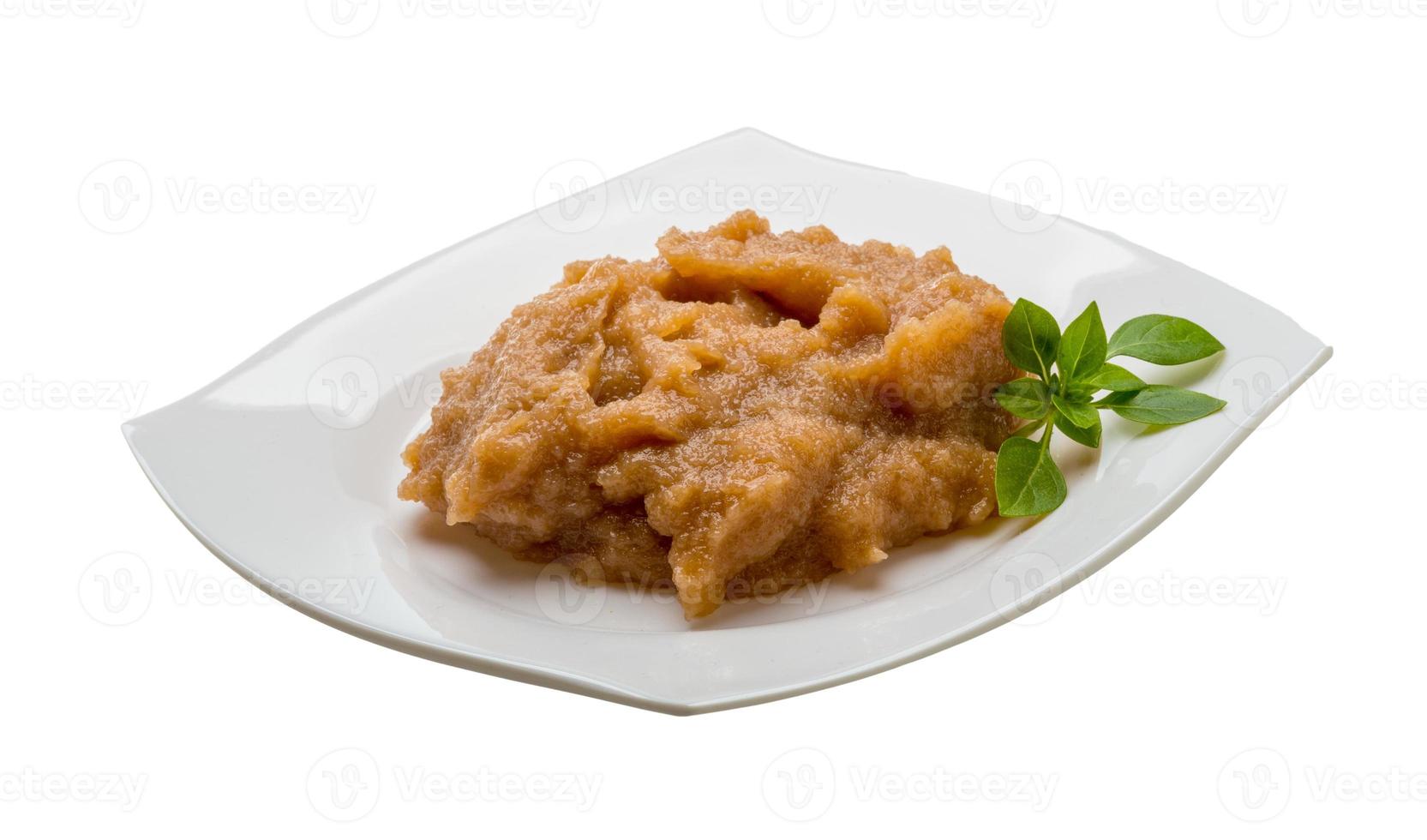 Pollock roe on the plate and white background photo