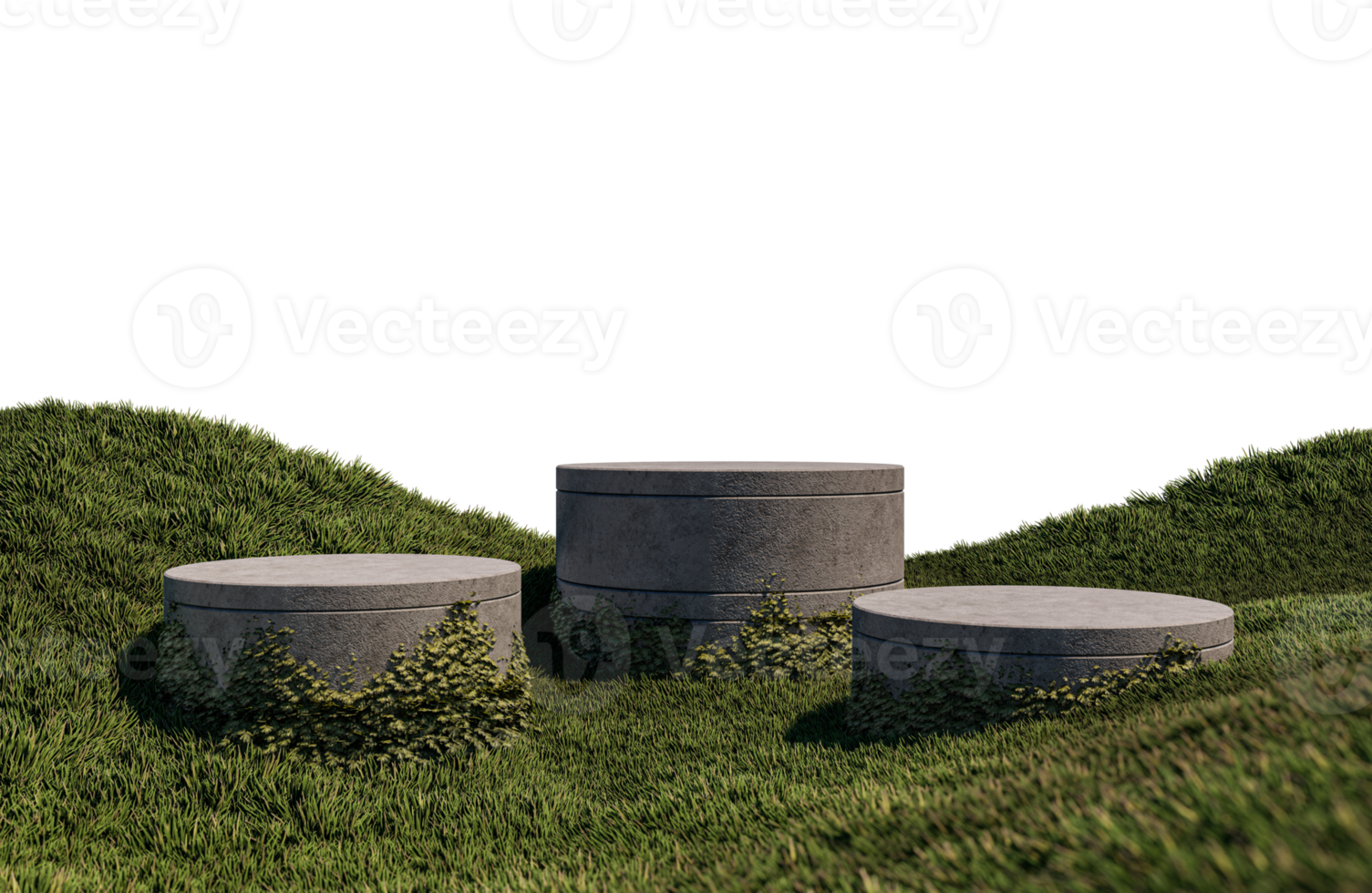 een 3D-weergavebeeld van productweergave op grasveld png