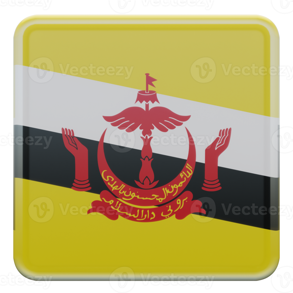 Brunei 3d textured glossy square flag png